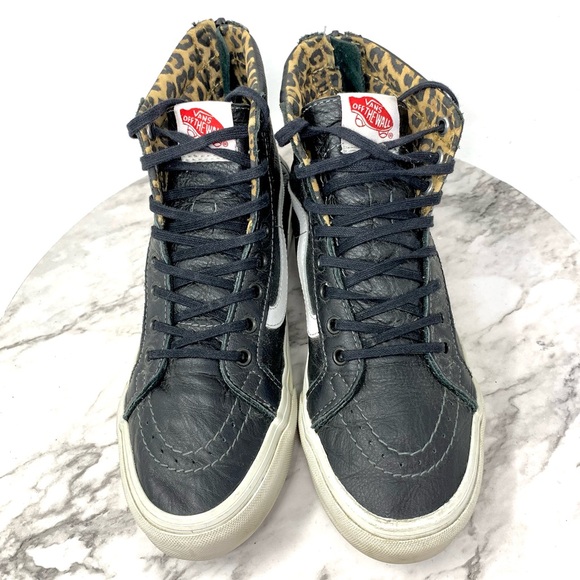 Vans Sk8-Hi Black Leather Lace Up High-Top Sneakers 7.5 Grunge Whimsigoth Skater - Picture 6 of 16